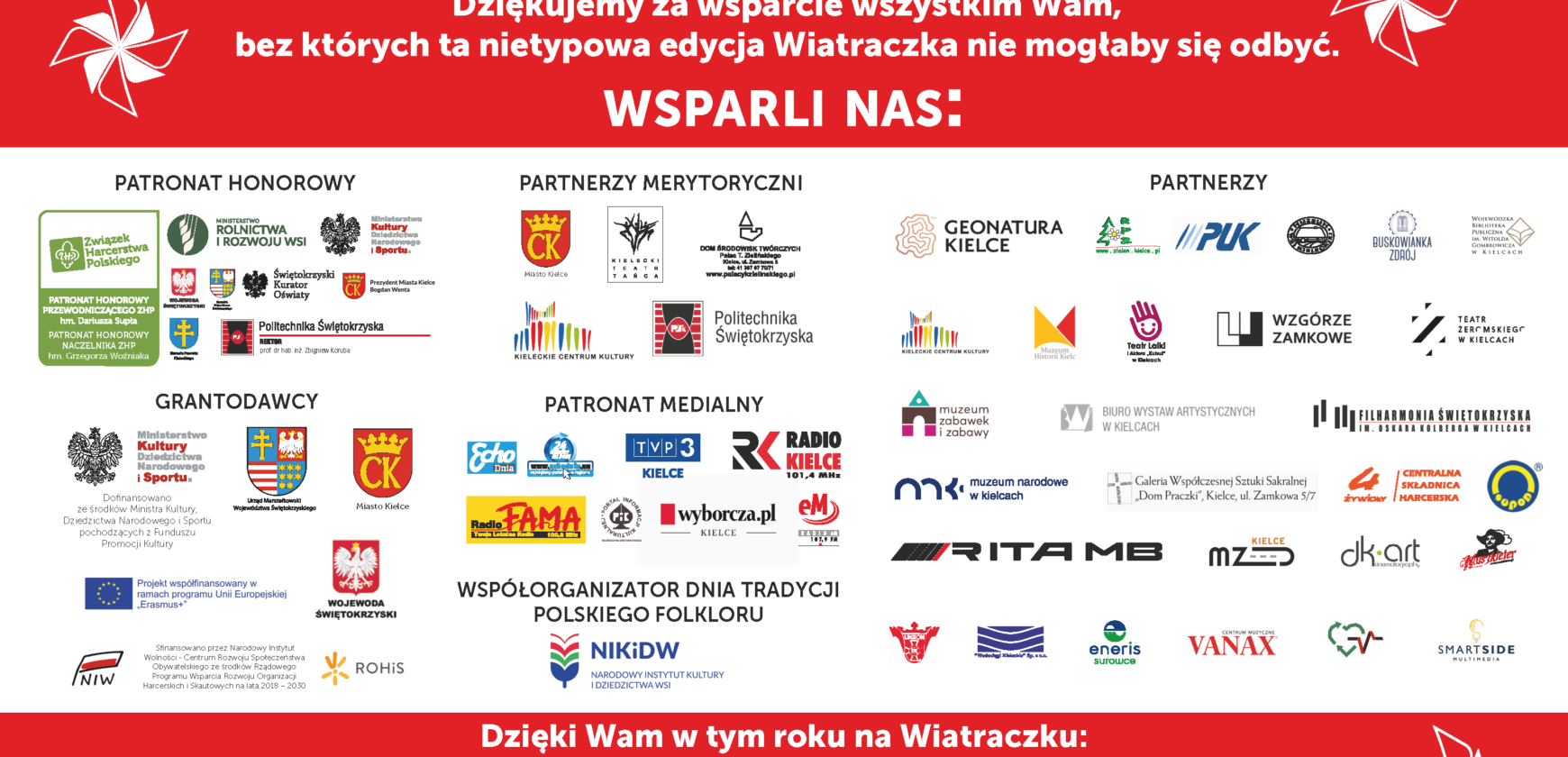Podziękowania dla patronów, partnerów i sponsorów